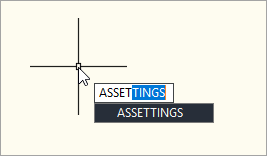 Eingabe des ASSETTINGS-Befehls