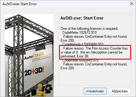Anzeige des Firm Access Counter Fehler