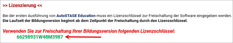 E-Mail mit Lizenzschlüssel der Bildungsversion
