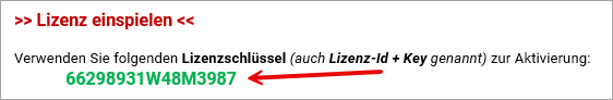 E-Mail mit Lizenzschlüssel