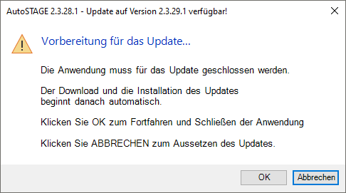 Auto-Update Benachrichtigung zur Vorbereitung