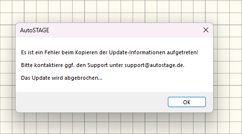 Fehler beim Kopieren der Update-Informationen