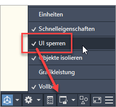 Benutzeroberfläche sperren in den Entwurfseinstellungen einblenden
