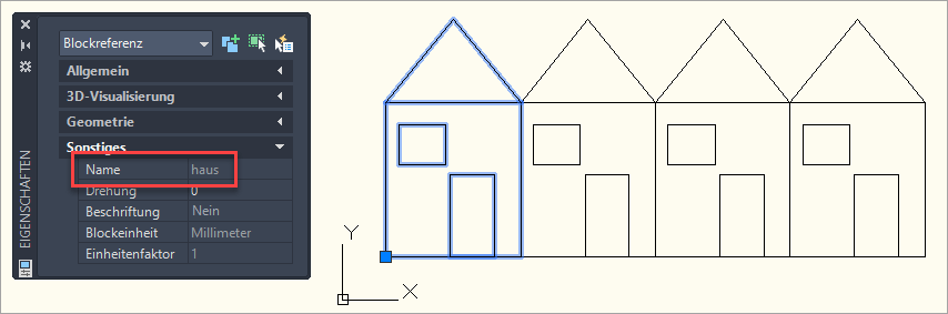 Blockreferenzen mit dem Namen "haus"