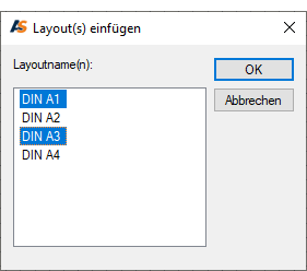 Layout zum Laden auswählen