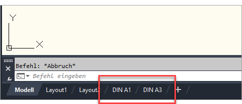 Ansicht der geladenen Layouts