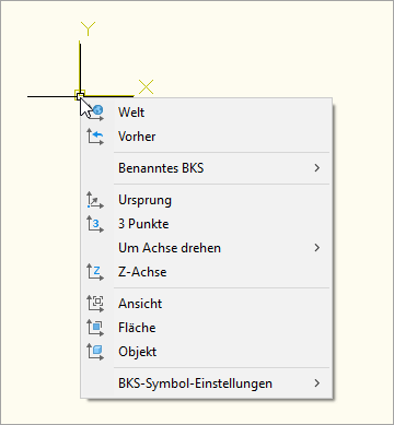 Koordinatensymbol mit Optionen