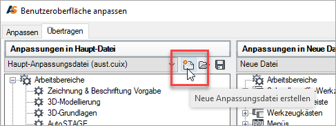 Neuen Anpassungsdatei erstellen