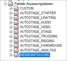 Anzeige der geladenen Anpassungsdatei