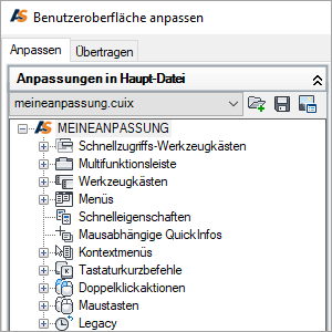 Anzeige der geladenen Anpassungsdatei