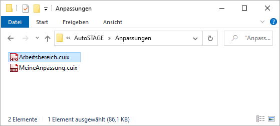 Übertragung der Anpassungsdatei von Quelle zu Ziel