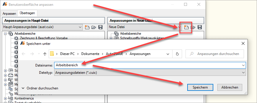 Neue Anpassungsdatei erstellen