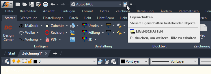 Eigenschaften-Palette anzeigen