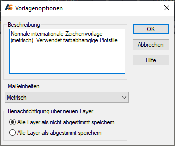 Vorlagenoptionen