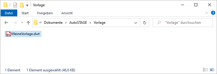 Gespeicherte Vorlagendatei