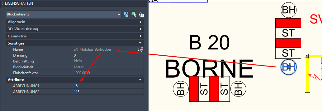 Anzeigen des neuen Attributswert in der Eigenschaften-Palette
