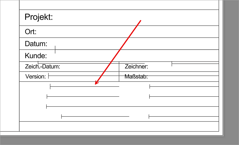 Zeichnungsrahmen mit Artefakten