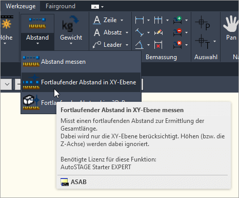 Fortlaufender Abstand messen