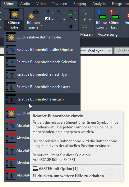 Relative Höhe - ASSTEH-1 für Einzelauswahl