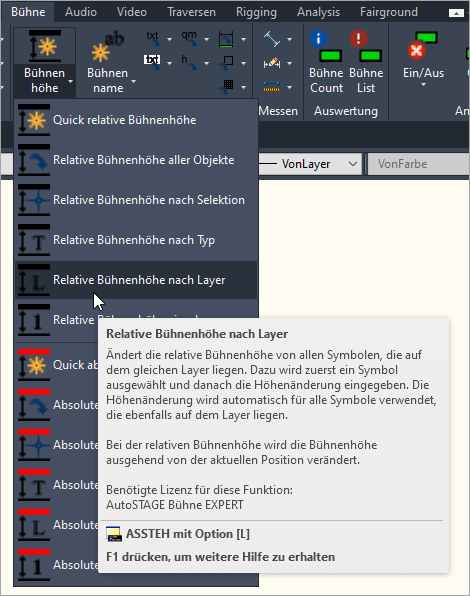 Relative Höhe - ASSTEH-L nach Layer