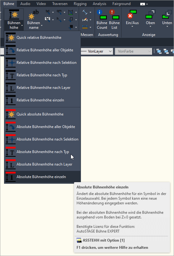 Absolute Höhe - ASSTEHH-1 für Einzelauswahl