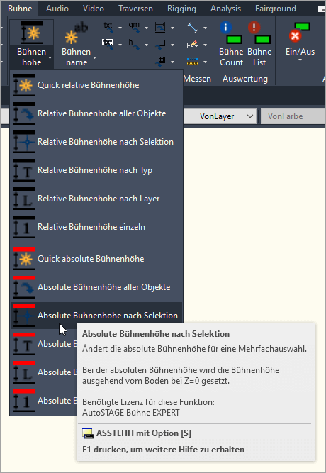 Absolute Höhe - ASSTEHH-S nach Selektion