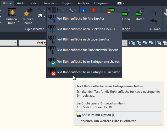 ASSTQM-F - Standard Ausschalten für das Einfügen