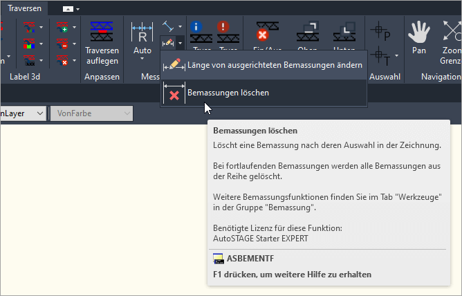 Bemaßung löschen