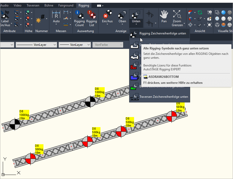 Rigging Zeichenreihenfolge unten