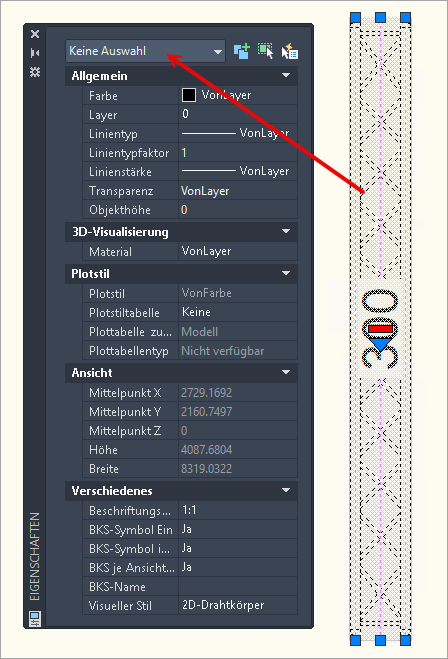 Fehlende Anzeige der Eigenschaften des AutoSTAGE-Objekts