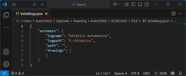 Ansicht der Steuerungsdatei nach der Installation