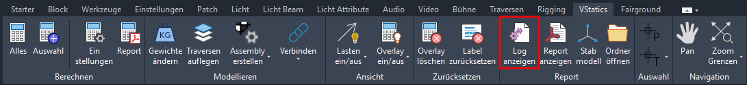 Logdatei öffnen über den VStatics-Tab