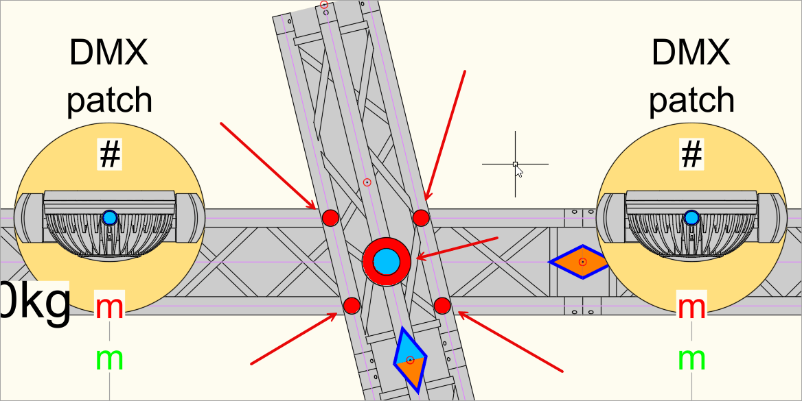 Visualisierung der Auflage von Traversen auf Traversen