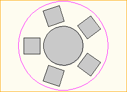 Dinnertisch Rund D=1,2m - 5 Personen