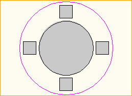 Dinnertisch Rund D=2,13m - 4 Personen