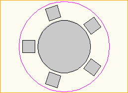 Dinnertisch Rund D=2,13m - 5 Personen