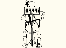 Cellist sitzend mit Notenpult