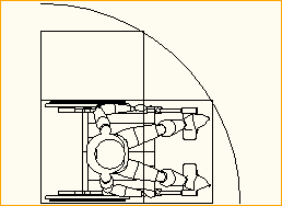 Rollstuhl mit Wendenkreis 90°