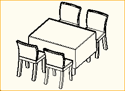 Dinnertisch 1,2m x 0,9m - 4 Personen