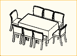 Dinnertisch 1,6m x 0,9m - 8 Personen
