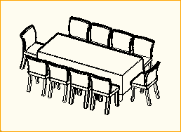 Dinnertisch 2,2m x 0,9m - 10 Personen