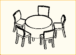 Dinnertisch Rund D=1,2m - 5 Personen