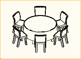 Dinnertisch Rund D=1,5m - 5 Personen