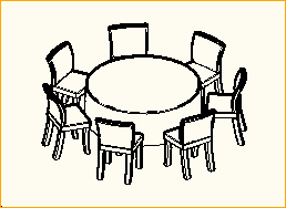 Dinnertisch Rund D=1,5m - 6 Personen