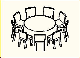 Dinnertisch Rund D=1,5m - 8 Personen