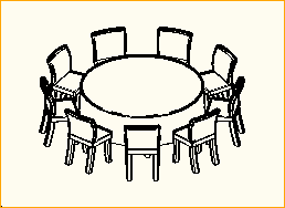 Dinnertisch Rund D=1,8m - 9 Personen
