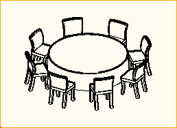Dinnertisch Rund D=2,0m - 8 Personen