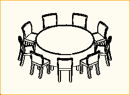 Dinnertisch Rund D=2,0m - 9 Personen