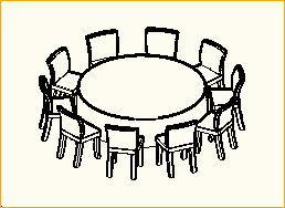 Dinnertisch Rund D=2,0m - 10 Personen