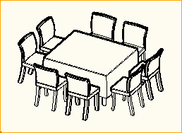 Dinnertisch 1,4m x 1,2m - 8 Personen